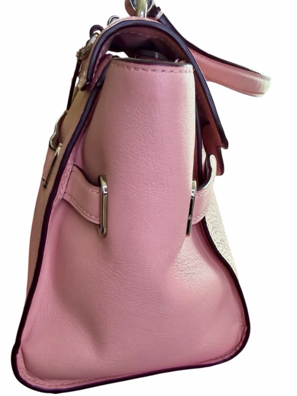 COACH Pink Pebble Leather Turnlock Satchel Authentic - Picture 5 of 8